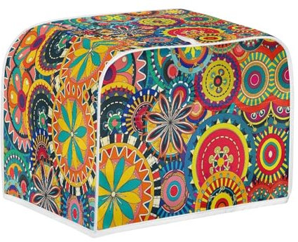 Micoklinlin Case for 2 Slices, Colourful Toaster, Double Slot Toaster with Pocket, Cute Bohemian Style Toaster Cover with Hanging Loop for Kitchen Toaster Accessories, Protective Cover