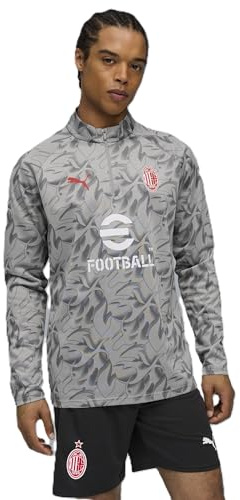 A.C. Milan Unisex Maglia Prematch Con Zip Sweatshirt für Wettkämpfe, Saison 2025/2026, offizielles Produkt