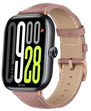 Niboow Cinturino con Fibbia in Acciaio inossidabile per Xiaomi Redmi Watch 5/Watch 4, [Moda, Morbido, Durevole, Pelle] Uomini Donne Retrò Pelle Cinturini per Xiaomi Redmi Watch 5/Watch 4 - Rosa