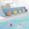 Hiitytin Silicone Bathtub Splash Guard Bath Toy Holder Storage for Kids with 4 Strong Suction Cups Attach to Bath Tub Bathtub Side Splash Guard Tray Tub Play Shelf for Kids Blue