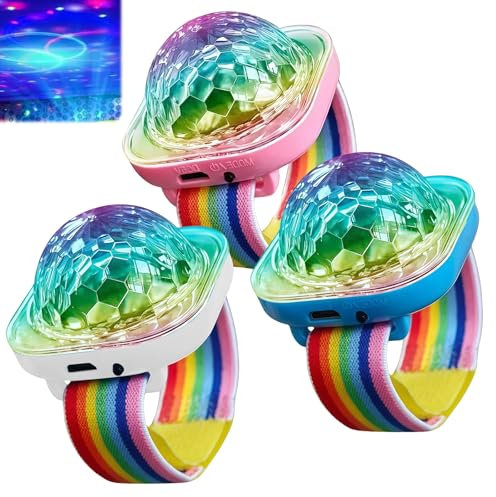 Disco Ball Licht Discolicht Partylicht: WIYETY 3 Stück Discokugel Lampe, 5 Modi Mini Tragbare LED Lampe mit Saugnapf, USB Aufladung Discokugel Armband Partylicht für Party Auto Tanzen