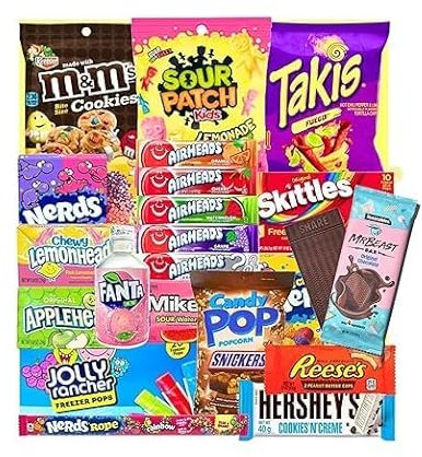 Super Amerikanische Süßigkeitenbox | 10 Teile | Trendprodukte aus den USA | Geschenkbox für Geburtstag, Weihnachten & besondere Anlässe