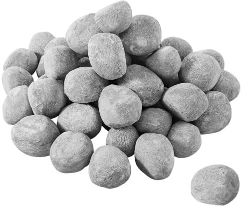 VEVOR Galets en Céramique pour Cheminée à Gaz, Lot de 48, Pierres de Lave 2,5-5 cm, Pierres Décoratives Réutilisables pour Foyer à Gaz au Propane, Brasero Intérieur Extérieur, Cour, Terrasse, Camping