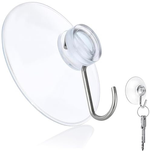 Ezranova Lot de 10 crochets à ventouse transparents pour fenêtres, salle de bain et cuisine - Idéal pour la décoration des fenêtres, l'éclairage des fées et comme porte-serviettes - 40 mm