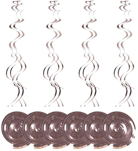 36 Stück Hängende Wirbel Deko, Luftschlangen Rosa, Spiral Girlande aus Kunststoff, Glänzende Folien Luftschlangen Deckenhänger für Geburtstag, Hochzeit, Babyparty, Jubiläum, Party Dekoration