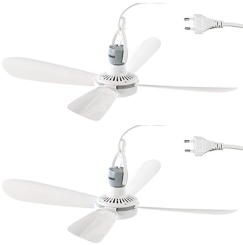 HAC24 2x Mobiler Deckenventilator Ø 43 cm 5W 230 V mit Aufhänger Reise Camping Ventilator Reiseventilator