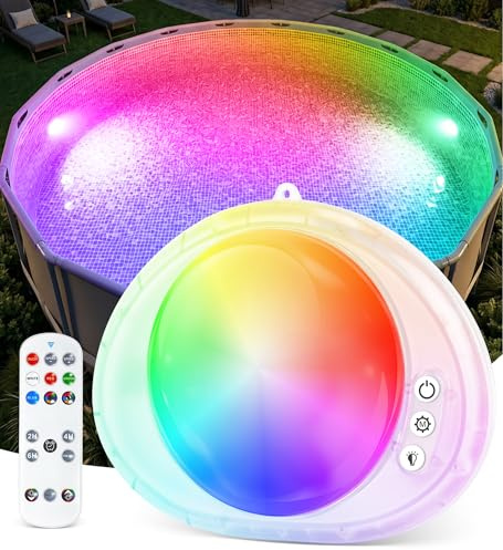 DeeprBlu Éclairage Piscine Submersible Sans Fil avec Télécommande | Rechargeable Lumiere Piscine Sous l'Eau avec Spectacle Lumineux & Réglage de la minuterie, IP68 Etanche Éclairage Piscine
