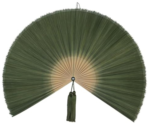 ChumDecor Bamboo Fan Wall Decor, Japanese Wall Fan, Dark Moss Green 40 in | Large Oriental and Asian Style Hanging Decoration for Above the Bed Headboard Dresser or an Empty Living Room Space