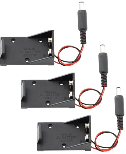 DEWOTHV Caja Portapilas 9 V con Conector CC Portapilas 2,1 x 5,5 mm Conector Macho para Arduino (Paquete de 3)
