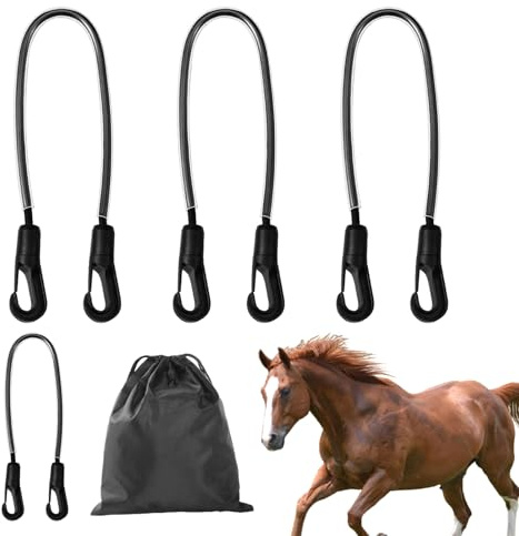 Beingurte Für Pferdedecken – 4-teilige Elastische Ersatzgurte | Verstellbare Pferdedeckengurte – Elastische Seil-PVC-Hülle – Doppelseitige Clips, Sicherer Sitz – Langlebiger Schweifbeingurt, Turnout-D