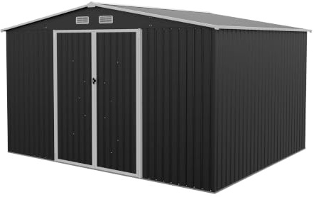 Gartenhaus aus verzinktem Stahl schwarz 3,65 x 3 x 2,17 m - 150 kg - 10,95 Quadratmeter