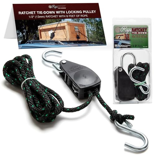 Carolina North 10030 1/2 Rope Ratchet with 8' Solid Braided Polypropylene Rope, 500-lb. Capacity