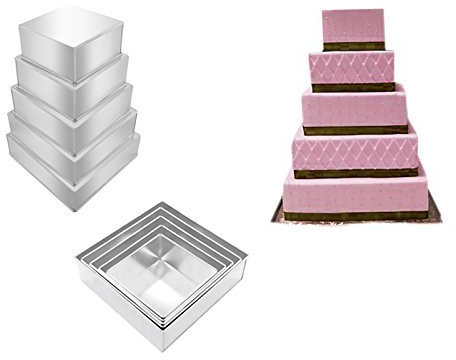 Euro TINS teglia per Torta Nuziale 5 Strati Quadrata - Set da 5-15cm, 18cm, 20cm, 23cm e 26cm