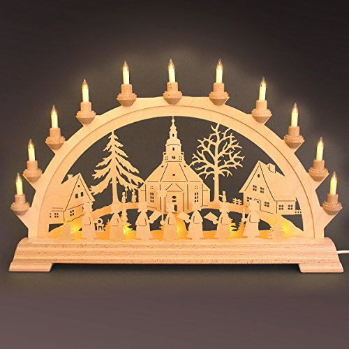 Taulin Schwibbogen Seiffener Kirche mit Vordergrundbeleuchtung