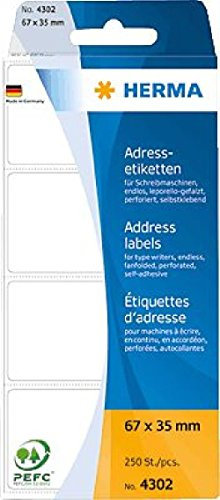 HERMA Adressetiketten zickzack/4302, weiß, 67x35, Inh. 250