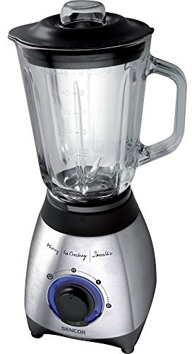 SENCOR SBL 4371 Standmixer mit 1,5 Liter Glasbehälter (500 Watt, 2 Geschwindigkeiten, Zwei Edelstahlklingen zum Zerkleinern von Eis) edelstahl
