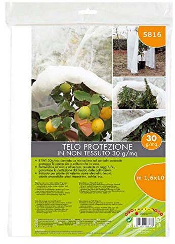 Verdemax 5816 30 g/mq 1,6 x 10 m Tessuto Non Tessuto Protettivo Rotolo di Rete, Colore: Bianco