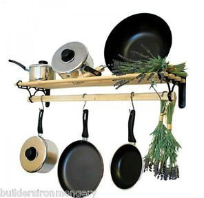 IRONMONGERY WORLD® Traditional Country Kitchen Shelf Pot PAN Rack Holder Hanger with CAST Iron Ends (0.9M/ 3 Foot)