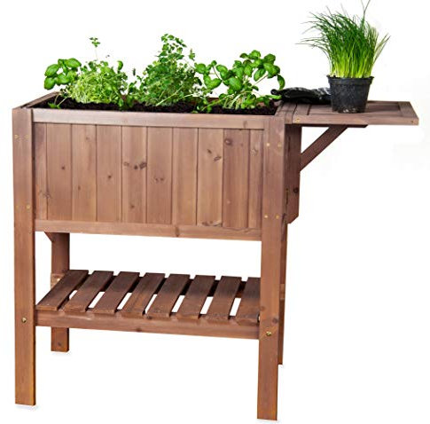 CV Hoch-Beet Pflanz-Tisch Kräuter-Beet FLORALIS Tannenholz mit Ablage für Balkon und Terrasse