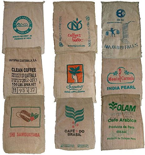 Kaffeesack Jutesack Original mit Druck bunt Deko Basteln Garten 5 Stück