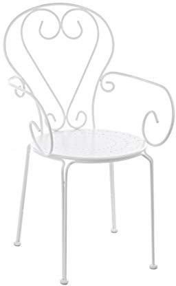 BIZZOTTO Armstuhl Etienne: Mediterraner Stuhl mit Stahlrahmen, Stapelfähig, Weiß, Metall, Outdoor, Garten, Terrasse