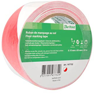 Tarifold D 197732 Klebeband | Für Boden | Hinweise | Sicherheit | Farbe Rot und Weiß | Rolle | 50 mm x 33