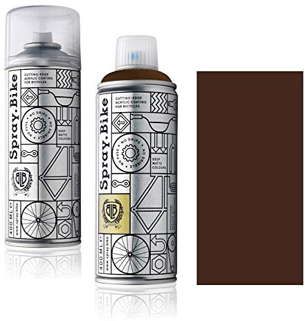 SPRAY.BIKE Fahrrad Lackspray in versch. Farben - KEINE GRUNDIERUNG notwendig - Acryllack/Lack Spray in 400 ml Spraydose, Matt- und Klarlack Optik möglich (Espressobraun Brick Lane, Klarlack Set)