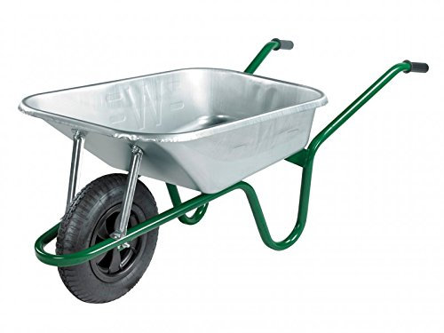 Walsall Wheelbarrow, Alloy Steel, Green, Pneumatic Wheel