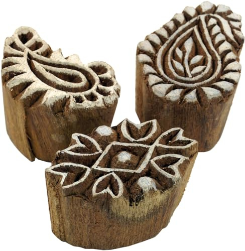 Indischer Holz Stoffdruckstempel, Mandala 1, Set 13 | Handgeschnitzt, ideal für vielseitige Drucke, auch als Wanddeko, traditionelles Design, einfache Anwendung