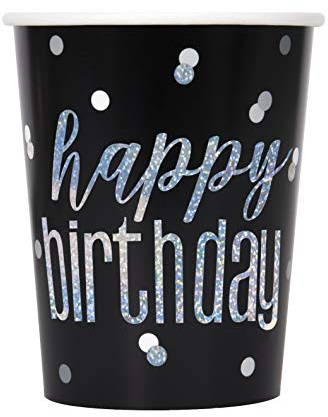 Unique Party 83586 Black Foil Stamped Dots Birthday Paper Cups, 9 oz Disposable | 8 Pcs, 8 Count (Pack of 1)