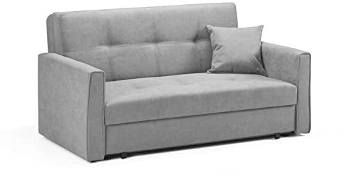 Honeypot Sofabed - Viva 2 Seater Sofa Bed with Storage - Grey Fabric Couch with Pull Out Double Sofabed | Setup Included | Made in EU | Built to Last (2 Seater, Grey)