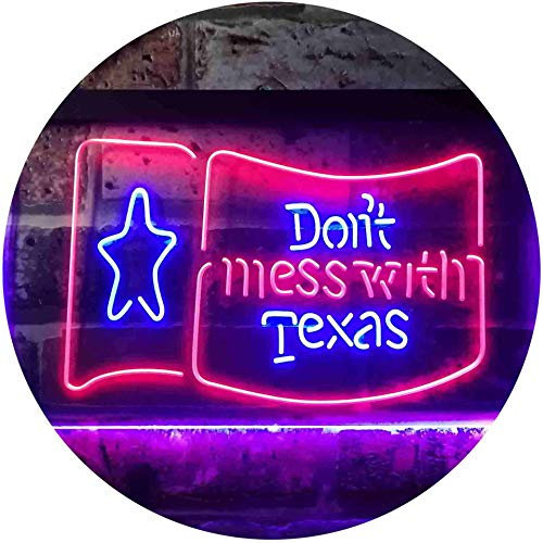 ADVPRO Don't Mess with Texas Garage Dual Color LED Barlicht Neonlicht Lichtwerbung Neon Sign Rot & blau 600 x 400mm st6s64-i3369-rb