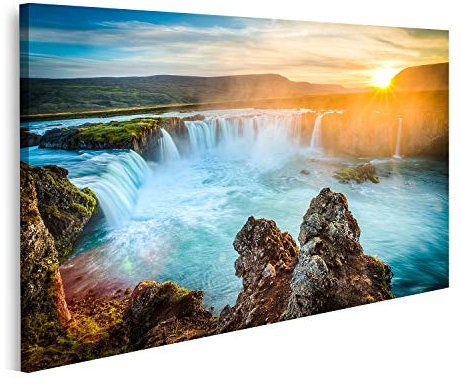 islandburner Bild auf Leinwand Godafoss Wasserfall Bilder Wandbilder Poster