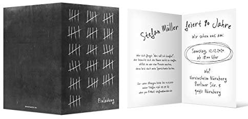 Kartenmachen.de 10 x Runder Geburtstag Einladungskarten Einladungen - Strichliste 80 Jahre Achtzig