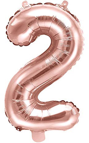 Folienballon Zahl 2 in Roségold 35cm Luftballons Party Deko