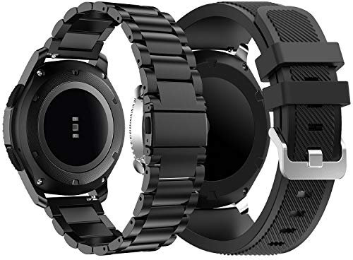 Syxinn Compatibile per Cinturino Galaxy Watch 46mm/Gear S3 Frontier/S3 Classic/Galaxy Watch 3 45mm 22mm Acciaio Inossidabile Metallo Braccialetto Sportivo Polso Band per Huawei Watch GT 3/GT 2 46mm