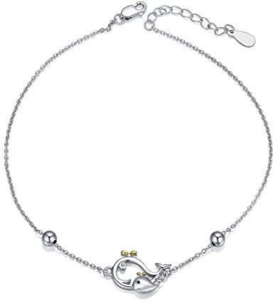 WINNICACA Wal Fußkettchen Opal Sterling Silber See Seestern Fußkettchen Wahr Ozeanschmuck für Frauen Freundin Muttertag