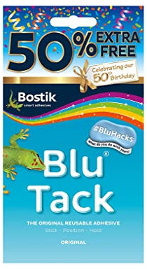 Bostik Blu Tack Blue Re-usable Mastic Putty Handy Size 50% Extra Free 30615681