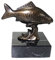 Henecka 🎣 Angelsport-Pokal, Metall-Guss-Figur Angler, Sportfischer Trophäe, Fisch Skulptur Karpfen Bronze, Marmorsockel, mit Wunschgravur