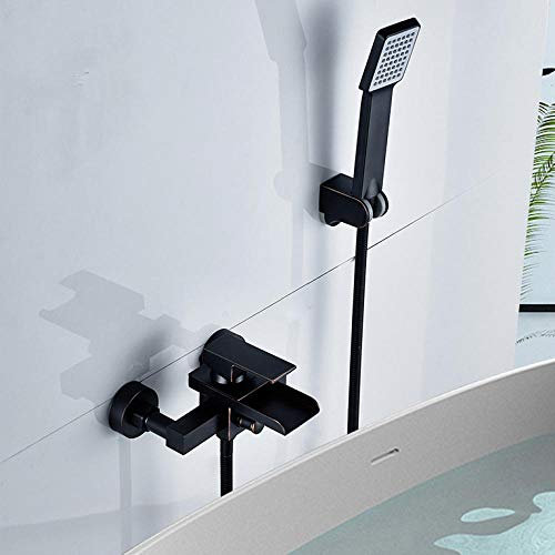 Huin Mitigeur de baignoire cascade de salle de bain ORB Robinet de douche baignoire noir avec douchette en plastique ABS