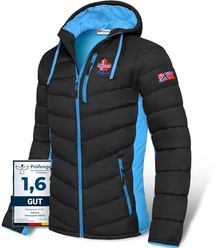Nebulus Herren Jacke MERIK, warme Outdoorjacke, praktische & vielseitige Übergangs- & Winterjacke, schwarz-malibu - M