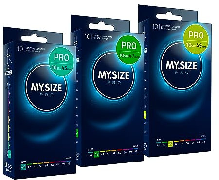 MY.SIZE PRO Kondom Set Größe 0,1,2-45,47,49 mm, die neue Generation Kondome, 3x10 Stück