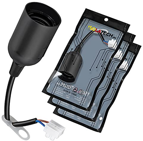 ISOLATECH 3pcs E27 negro plástico renovación zócalo obra zócalo (max.250V/4A) bombilla para hogar instalación techo cocina frigorífico baño zócalo instalación soporte