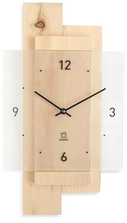 Natuhr Wanduhr Holz Zirbenwald geräuscharm Zirbe Massivholz Mineralglas U.T.S. Uhrwerk (Zirbenholz, Funkuhrwerk)