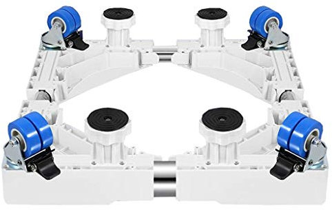 Base Ajustable Móvil Multifuncional con Ruedas Giratorias de Goma de Bloqueo de 4 × 2 Y Plataforma Rodante Móvil de 4 Pies Fuertes para Lavadora, Secadora Y Refrigerador, D-J