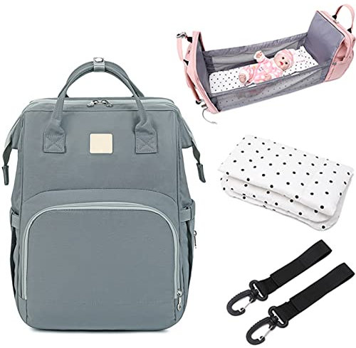LIYGHFRTIO Mochila Pañalera Cambiador Bebés con Ganchos Correas Pañales Maternal Mochilas Mama Viaje Carro Bolsa De Momias De Gran Capacidad para Mujeres Embarazadas Mochila(Color:Gris)