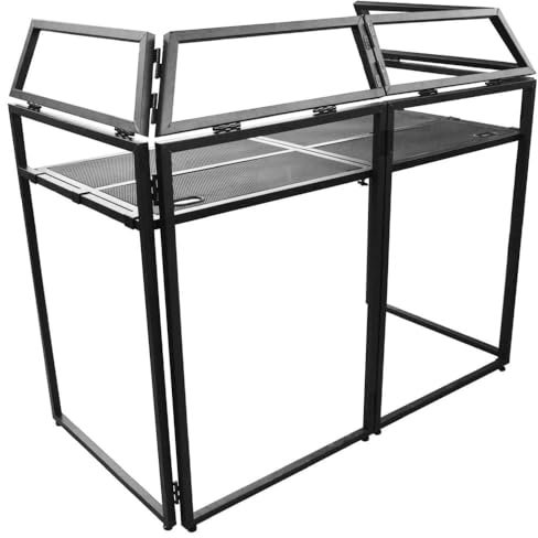 TEK audio aluminium lightweight Foldable DJ Booth includes carrying bag and Black & White Lycra model DB800
