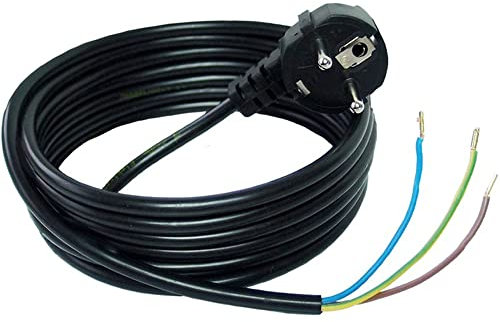 Anschlussleitung Zuleitung 3-polig mit Schuko-Stecker 3 x 0,75 mm2 H05VV-F Netzkabel Stromkabel 3G0,75 mm2 IP20 (Schwarz, 10,0 Meter)