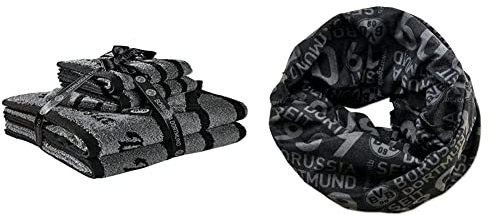 Borussia Dortmund Unisex Bvb-frottier-set Frottier Set, Grau Schwarz, 30 x cm EU & BVB-Multifunktionstuch