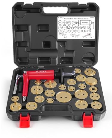 BILITOOLS 24-TLG. Druckluft Bremskolbenrücksteller & Bremsenrücksteller Set | Universell pneumatisches Bremssattel rückstellwerkzeug, Bremsen Werkzeug für Bremsbelagwechsel mit 23 Adapter